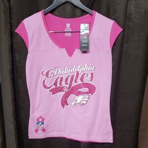 Reebok Pink Philadelphia Eagles Glitter Tee NFL Sleeveless Authentic Cotton